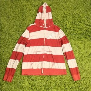 Orange and White Striped Hoodie